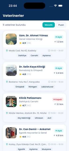 Veteriner listesi