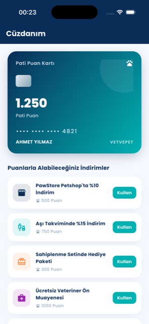 Cüzdan ekranı